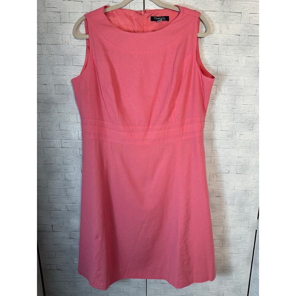 Chadwick's Boston women's linen dress sleeveless fit & flare plus size summer